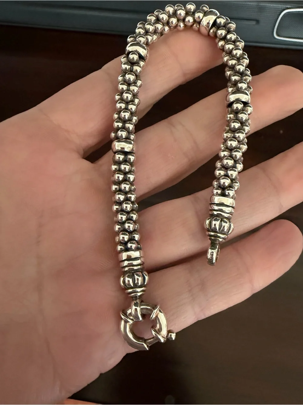 LAGOS Signature Caviar Sterling Silver Rope Bead Bracelet, 5mm